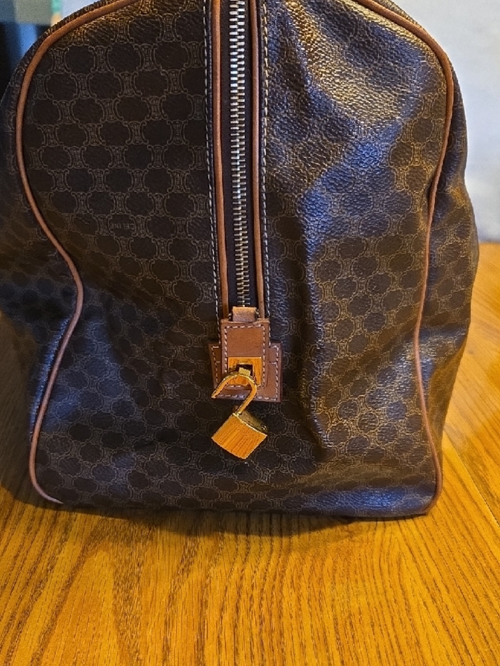 Celine Vintage Brown & Tan Coated Canvas Duffel Bag - Picture 3 of 13